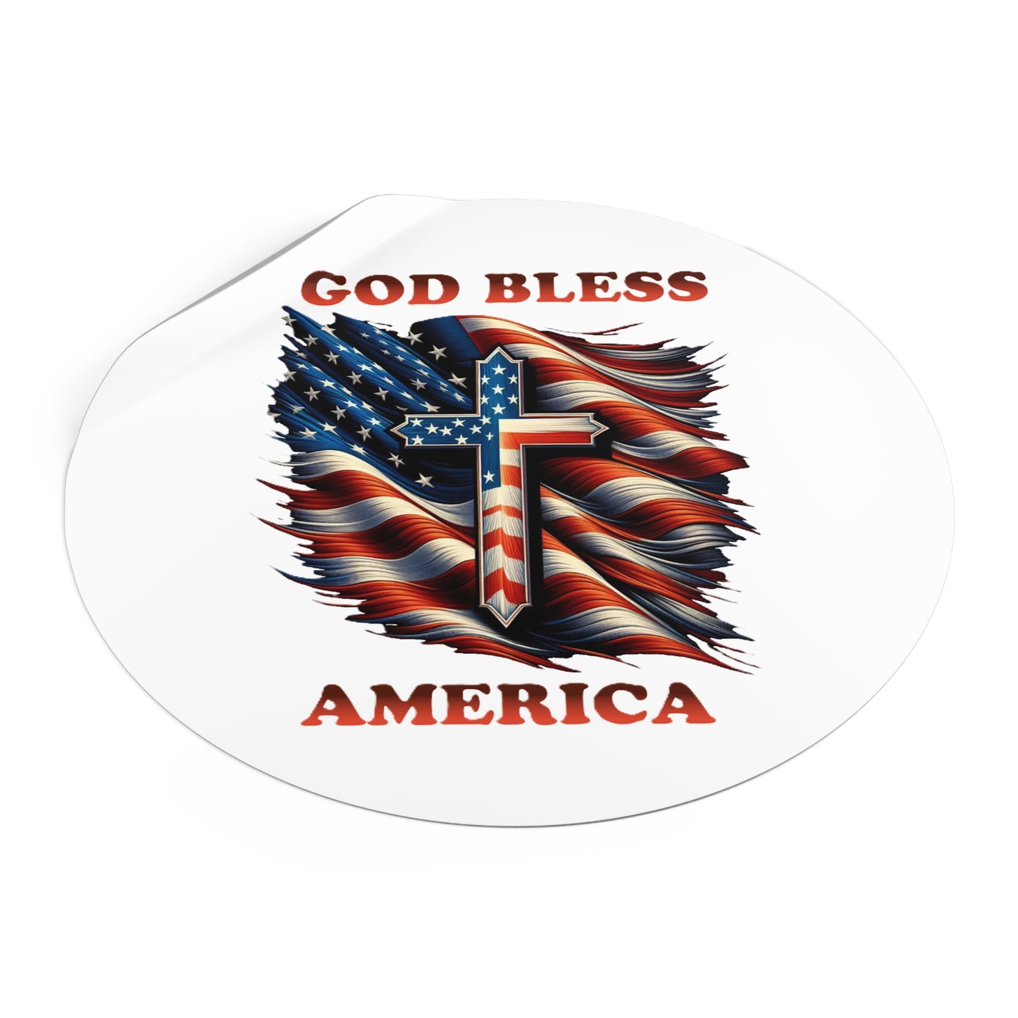 Round Vinyl Stickers "GOD BLESS AMERICA"