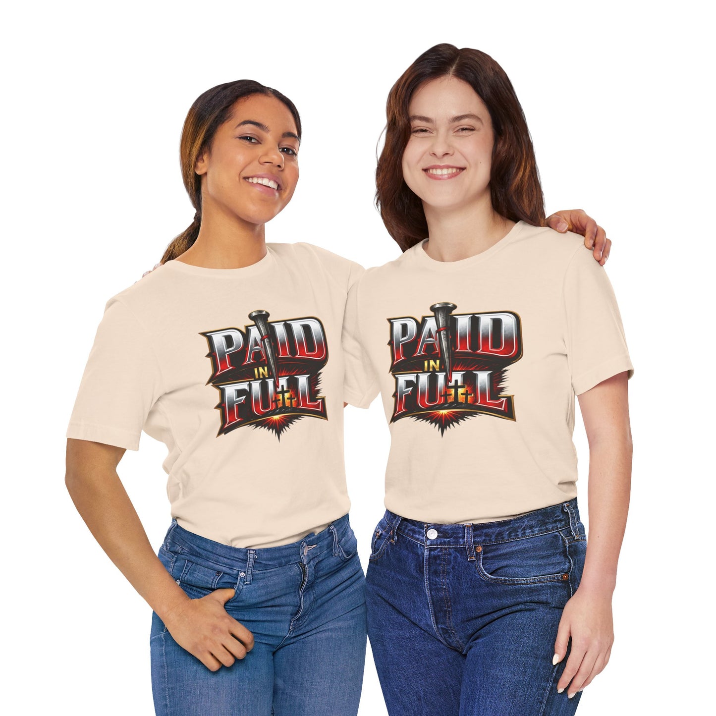 Paid In Full Christian Cross T-Shirt — Nail & Triple Cross Graphic