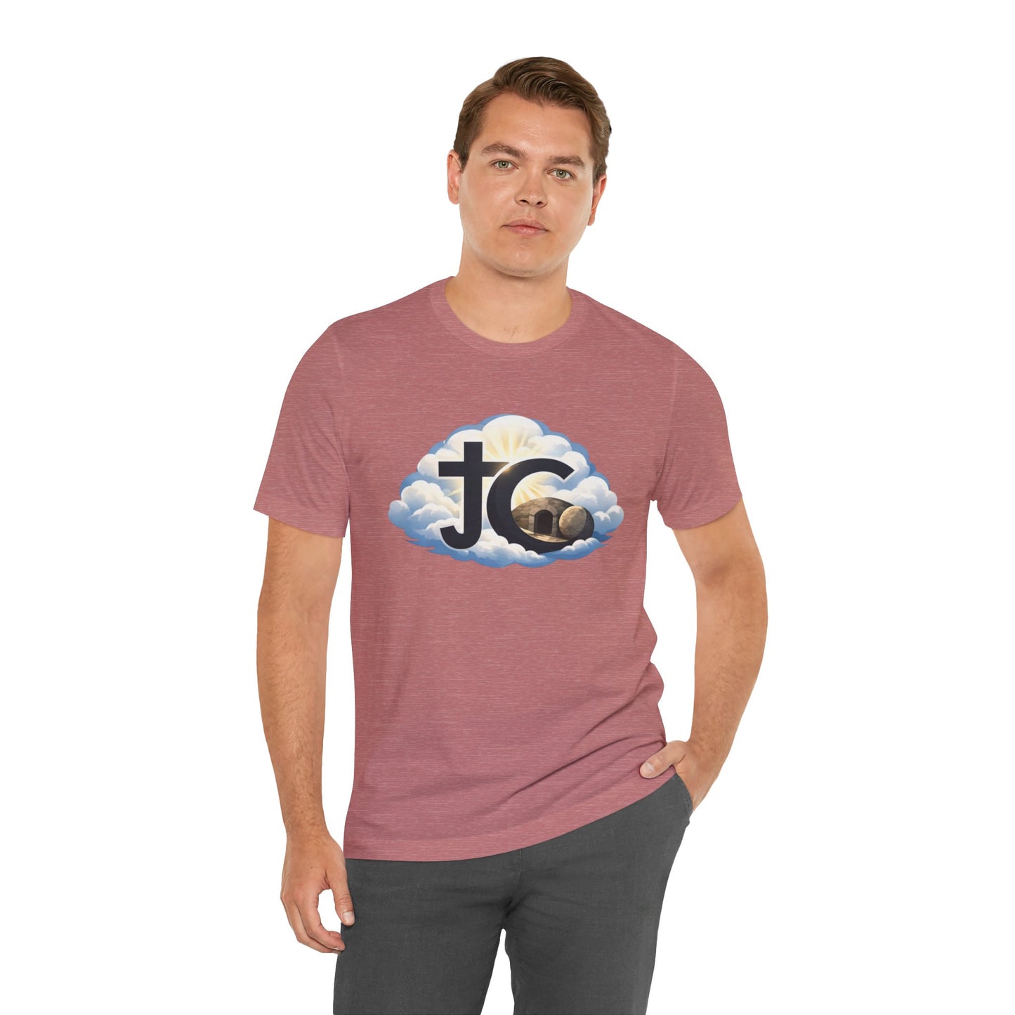 Jesus Christ (JC) Cross Tee — Crucified, Risen & Coming Again
