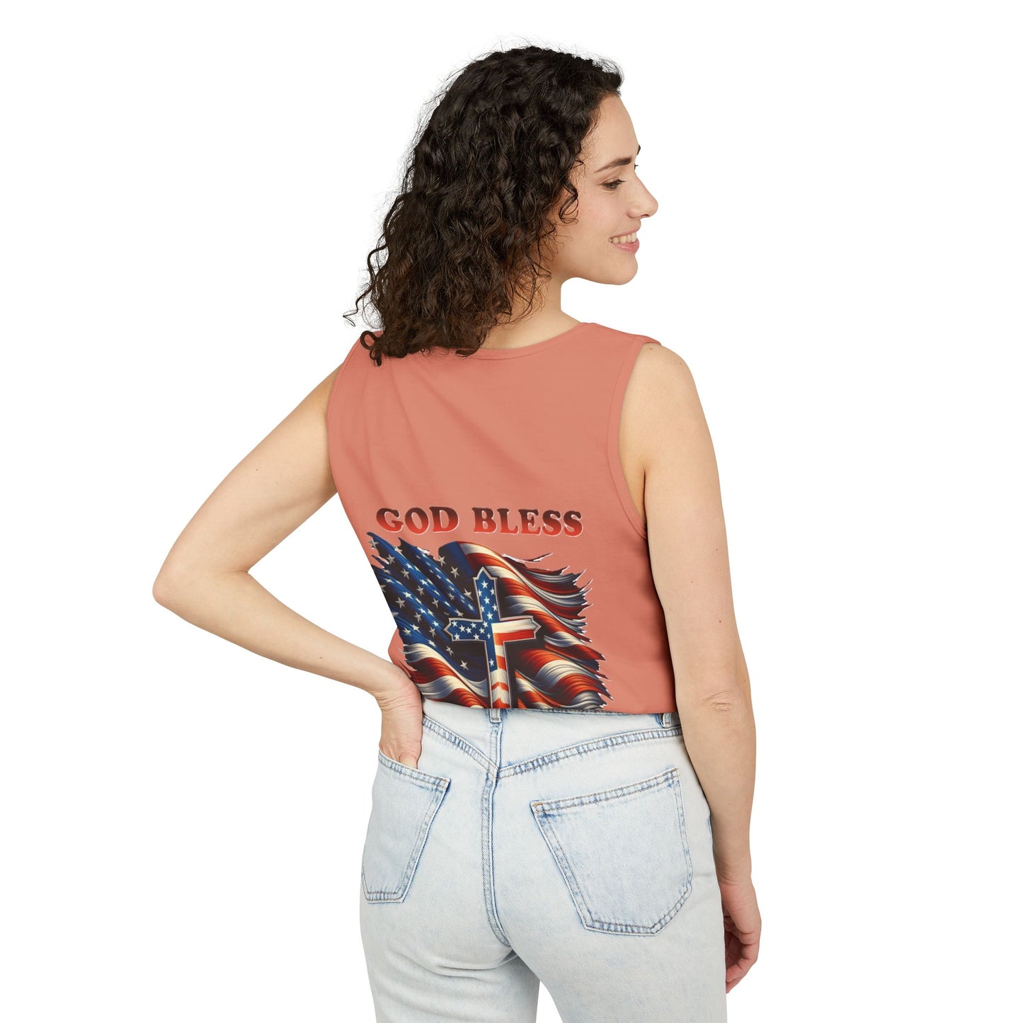 Unisex Garment-Dyed Tank Top "GOD BLESS AMERICA"