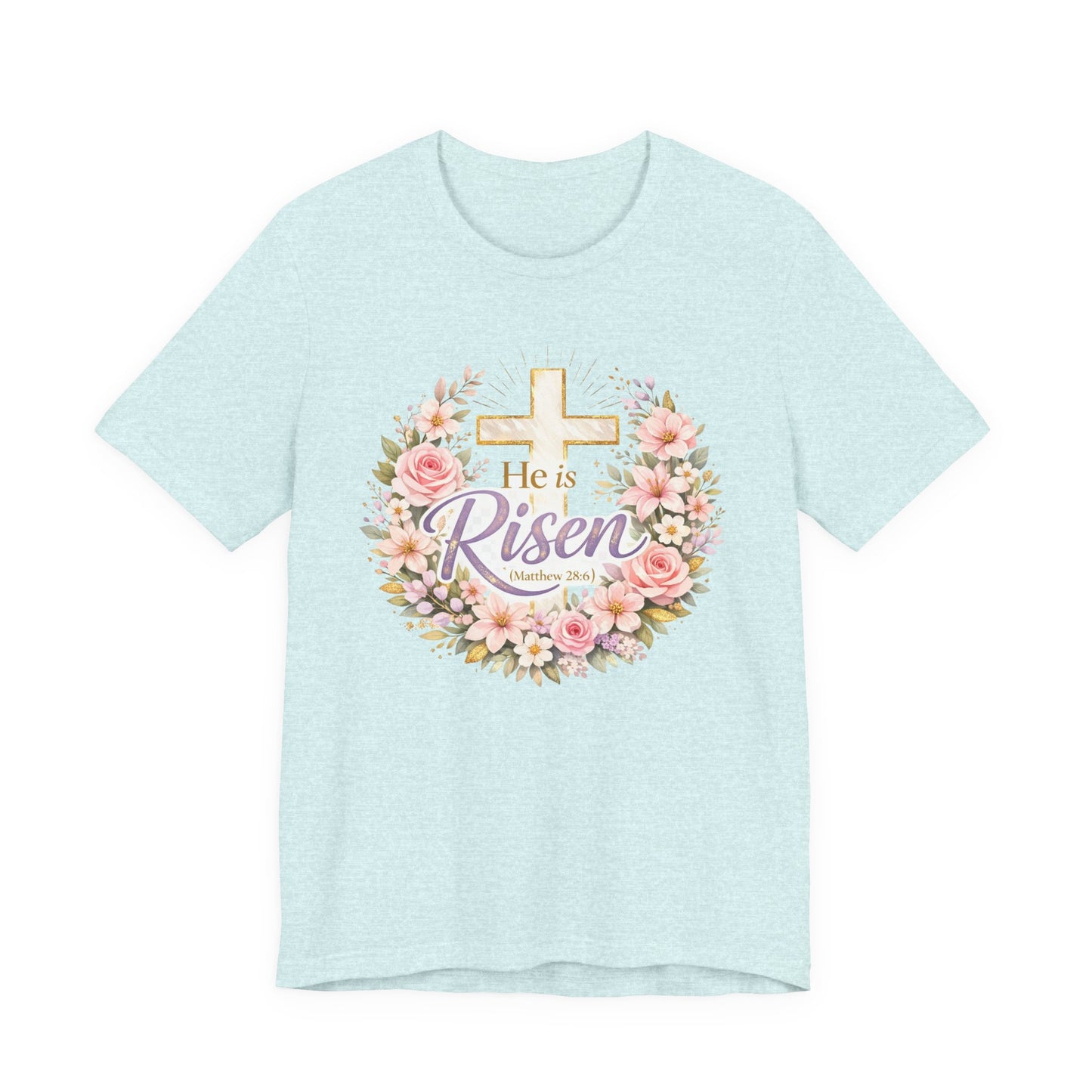 He Is Risen Floral Cross T-Shirt