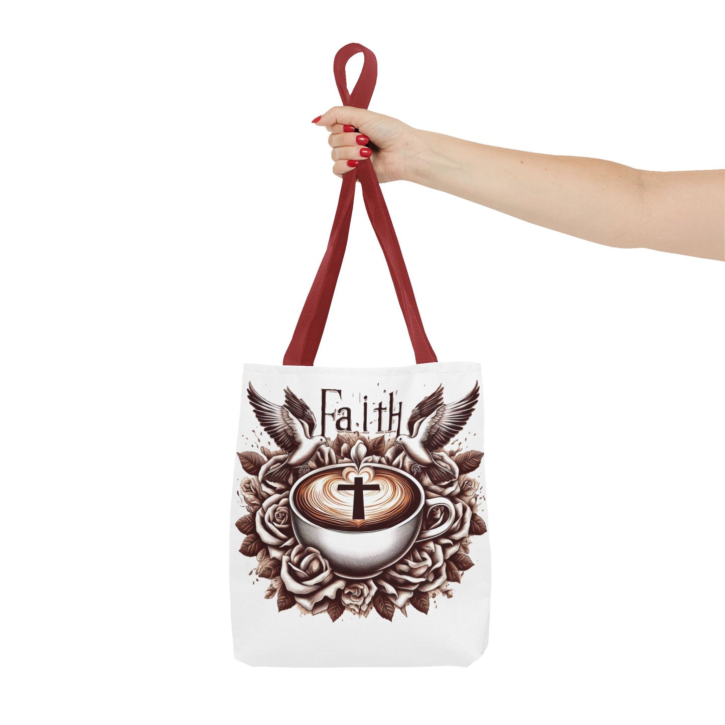 Tote Bag (AOP) "Faith and Coffee"