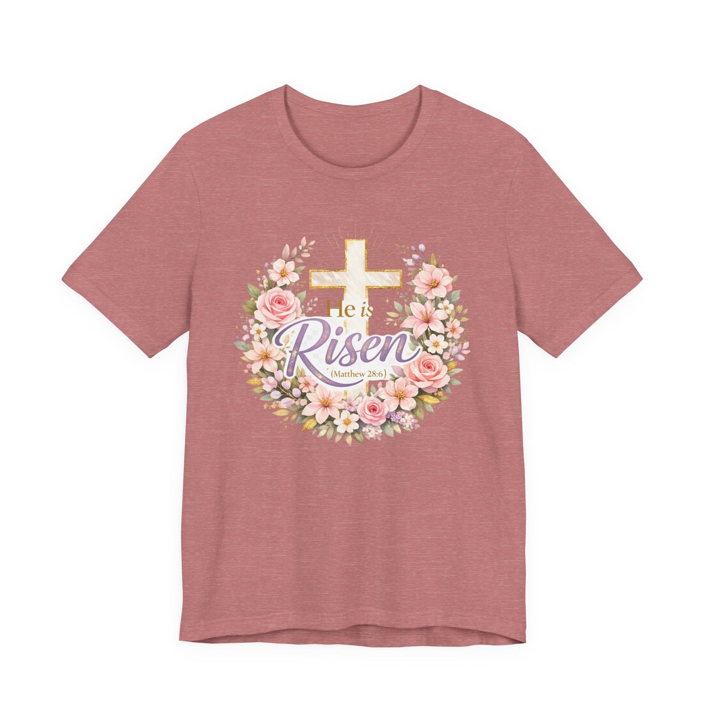 He Is Risen Floral Cross T-Shirt