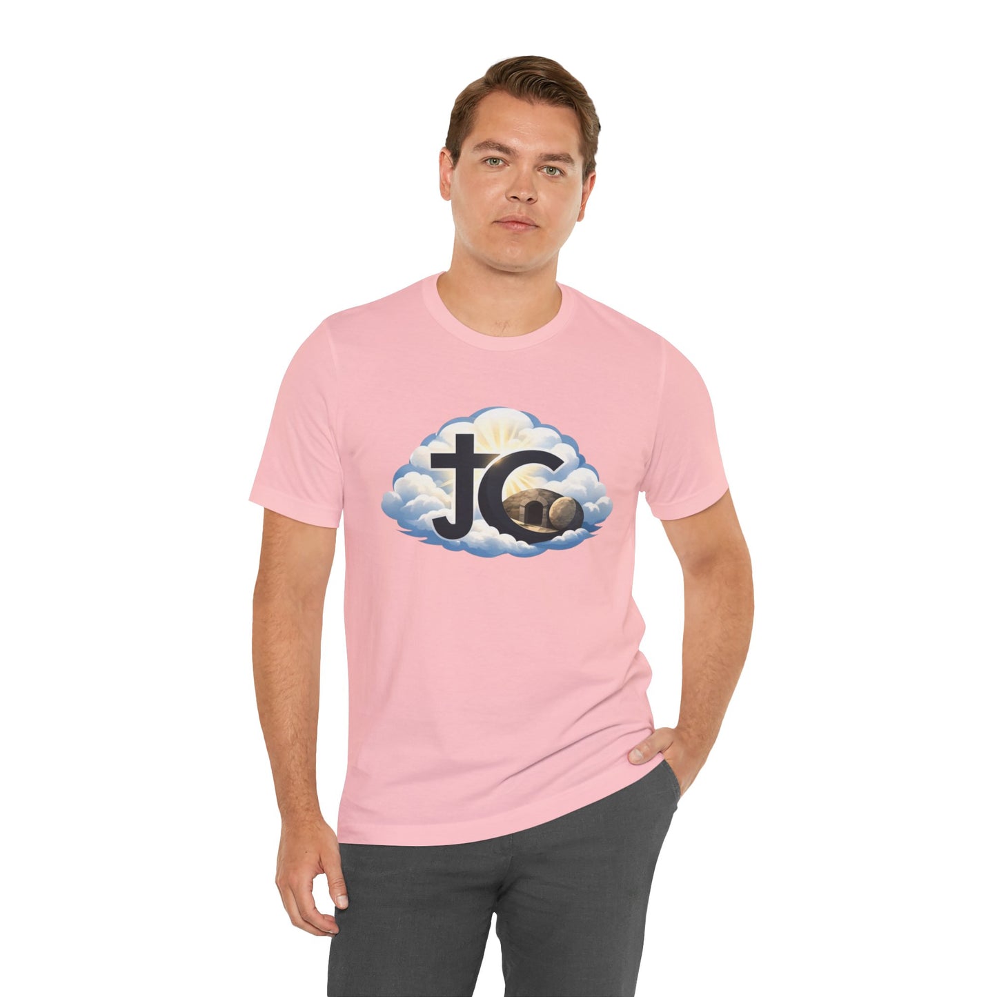 Jesus Christ (JC) Cross Tee — Crucified, Risen & Coming Again
