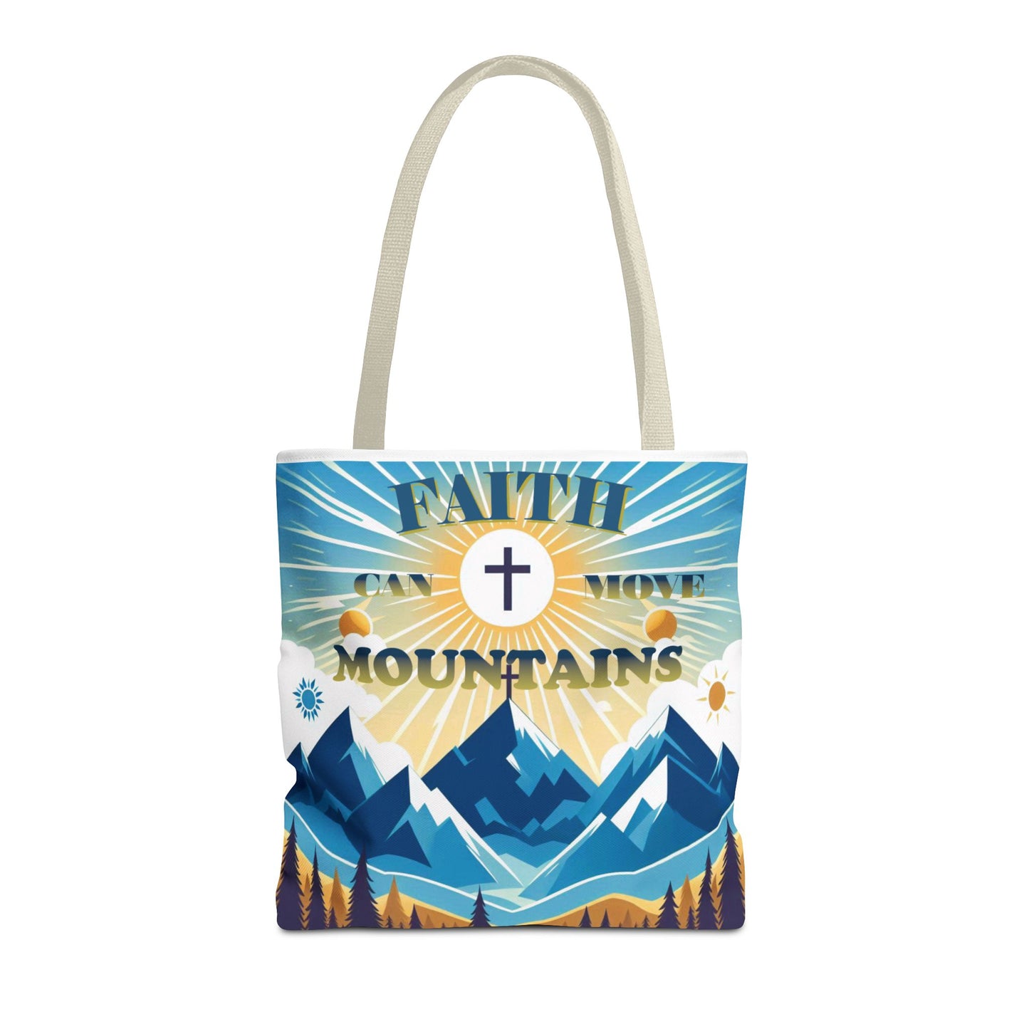 "FAITH CAN MOVE MOUNTAINS" Tote Bag (AOP)