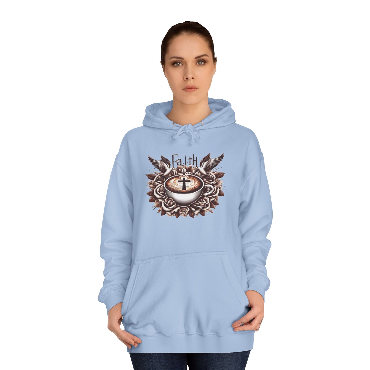 Unisex College Hoodie "Faith and Coffee"