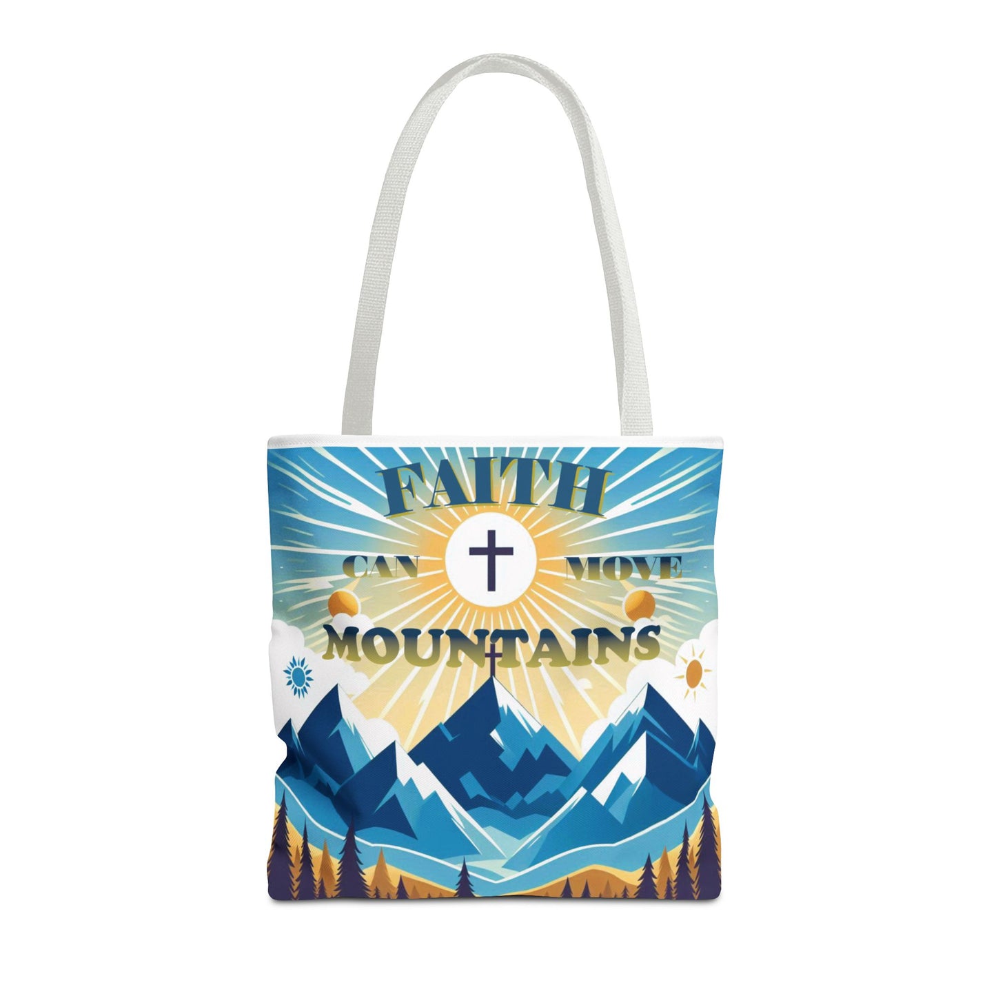 "FAITH CAN MOVE MOUNTAINS" Tote Bag (AOP)