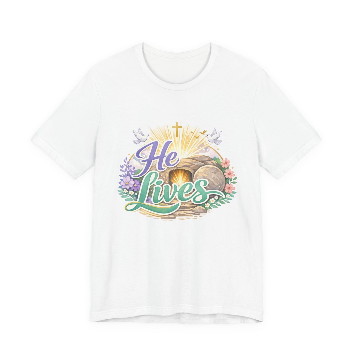 He Lives Jesus Tomb Tee — Christian Easter T‑Shirt