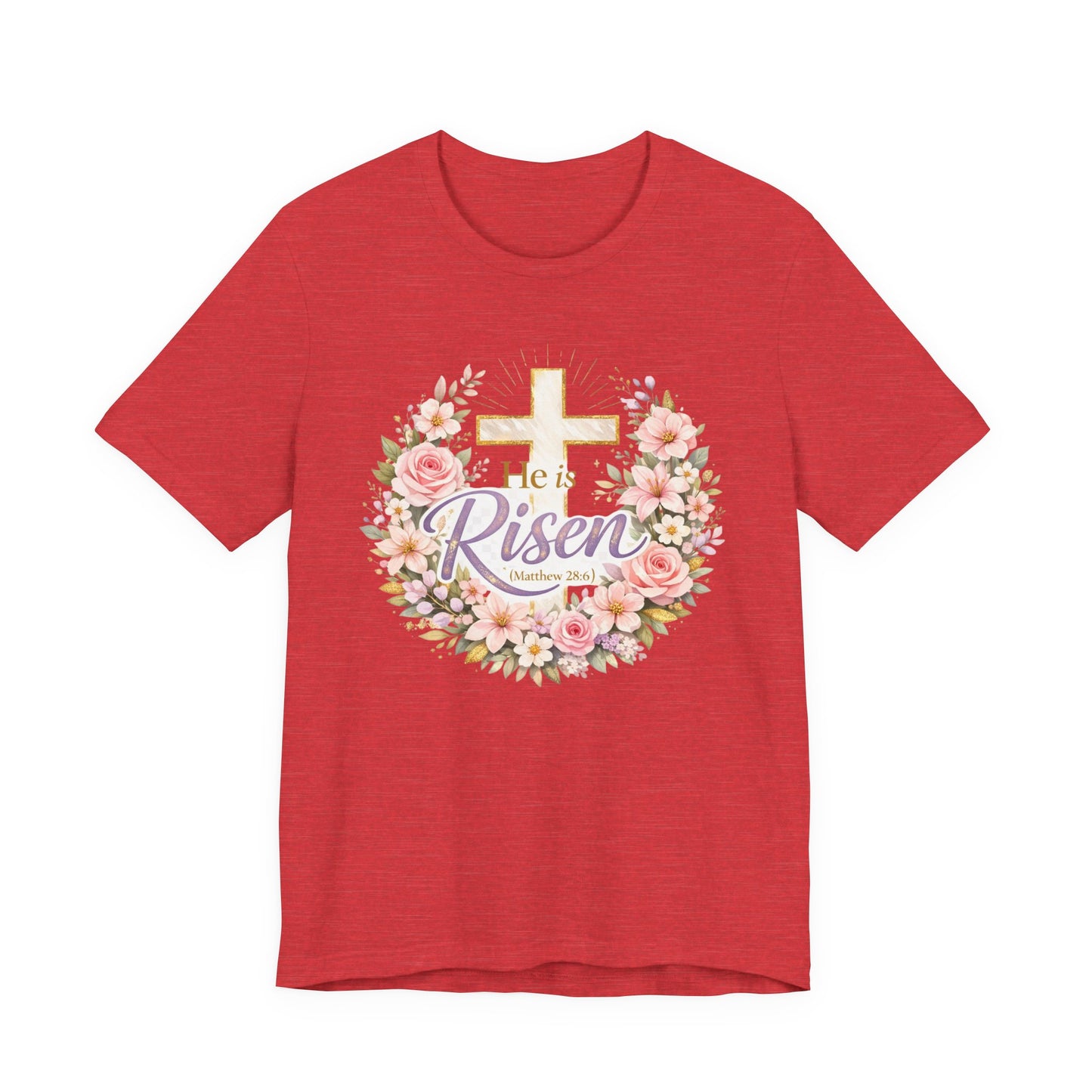 He Is Risen Floral Cross T-Shirt