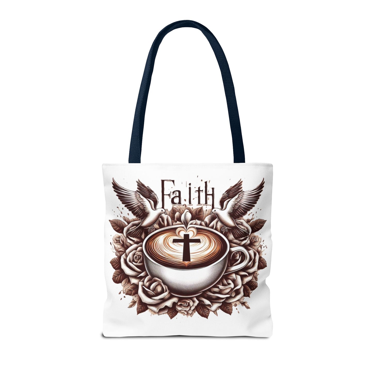 Tote Bag (AOP) "Faith and Coffee"