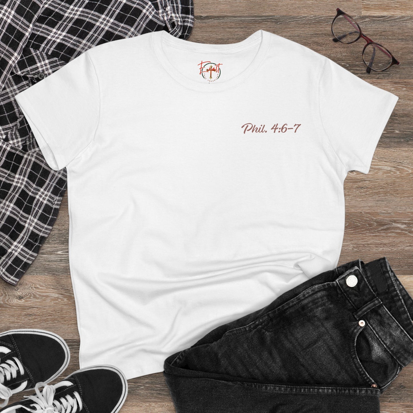 Women's Tee with Heart and Praying Hands Design