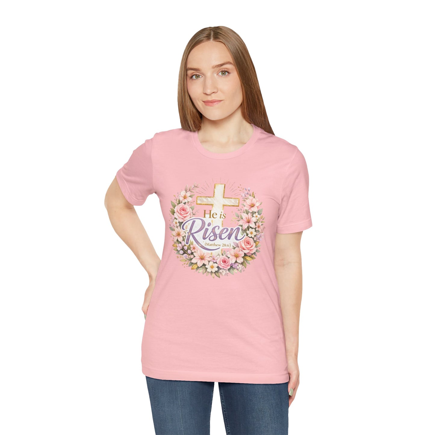 He Is Risen Floral Cross T-Shirt