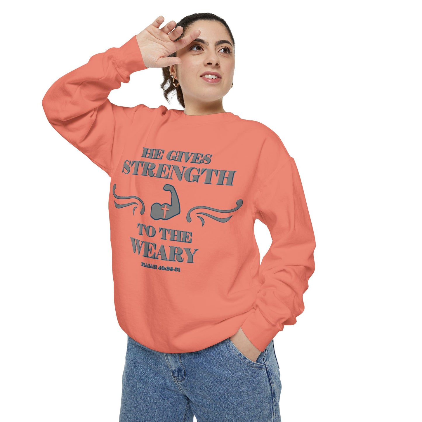 Bible Verse Isaiah 40:29-31 Unisex Sweatshirt 'He Gives Strength to the Weary'