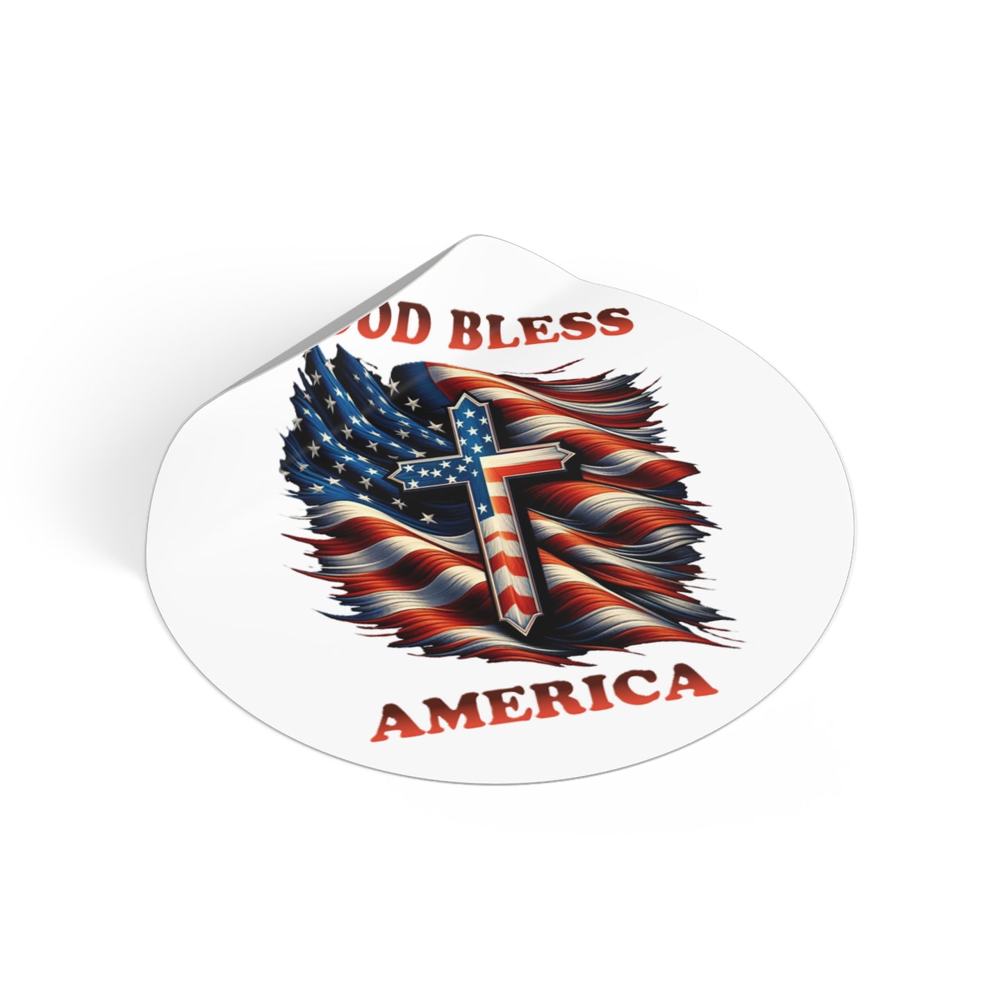 Round Vinyl Stickers "GOD BLESS AMERICA"