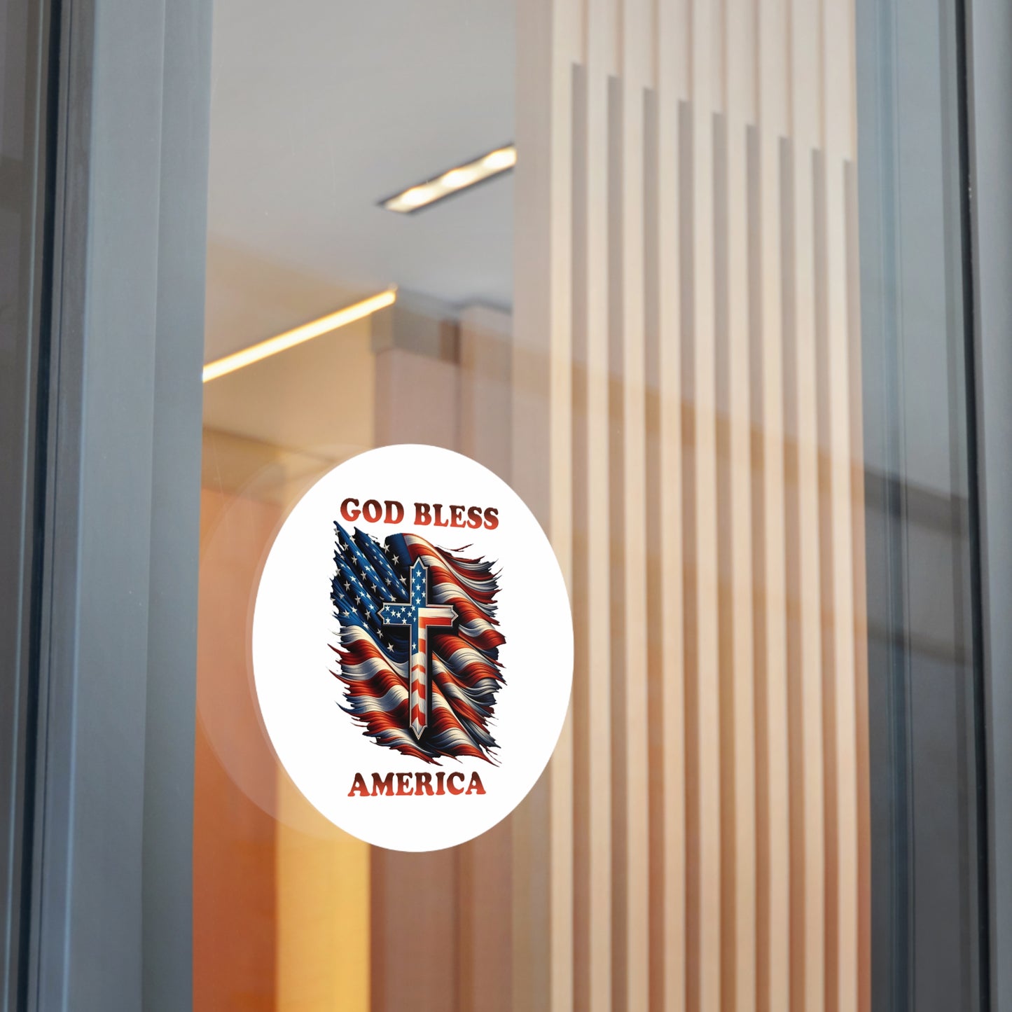 Round Vinyl Stickers "GOD BLESS AMERICA"