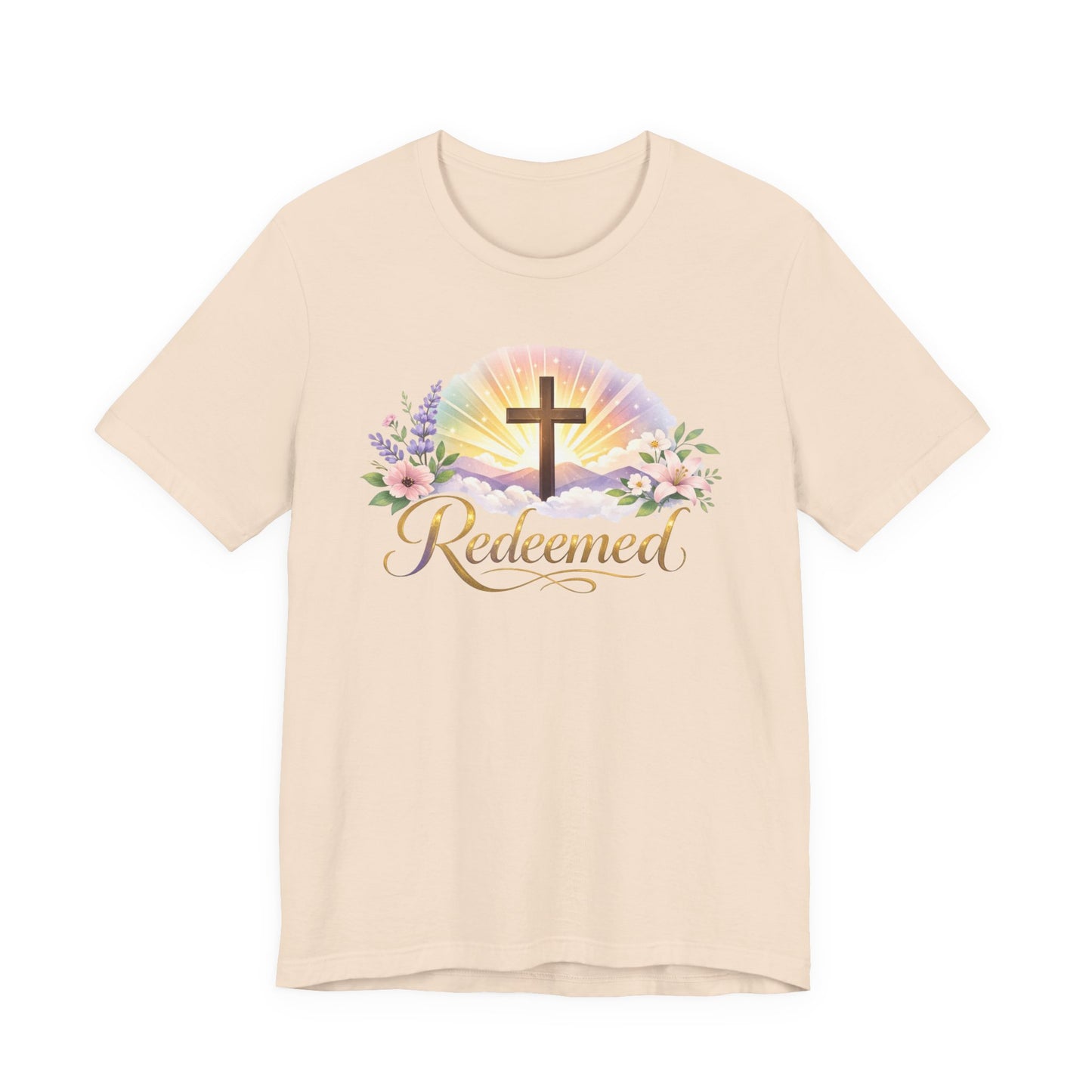 "Redeemed" Cross Floral T-Shirt — Christian Faith Tee