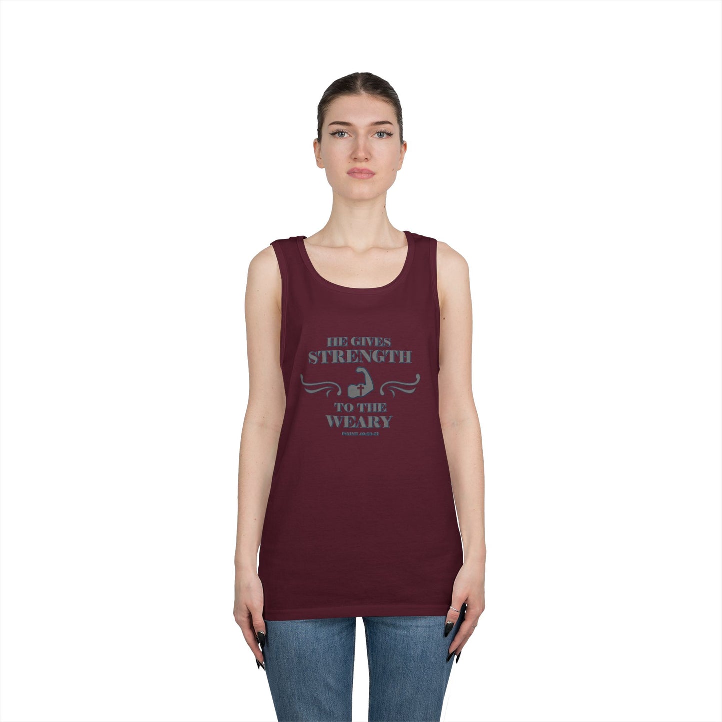 Tank Top - Bible Verse 'He gives Strength to the Weary' Isaiah 40:29-31
