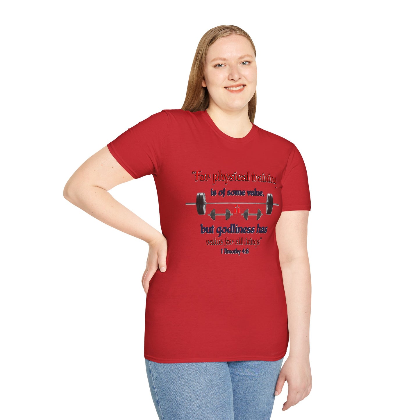 Christian Verse Softstyle T-Shirt - 1 Timothy 4:8